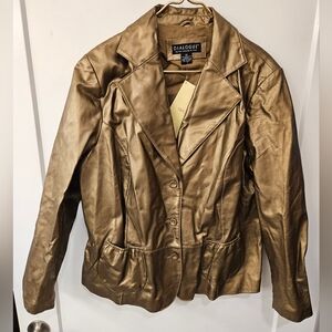 NWT - Leather "Dialogue" Golden Bronze Jacket - Size 1X